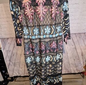 Mikal Aghal Embroidered Floor Length Dress Size 14